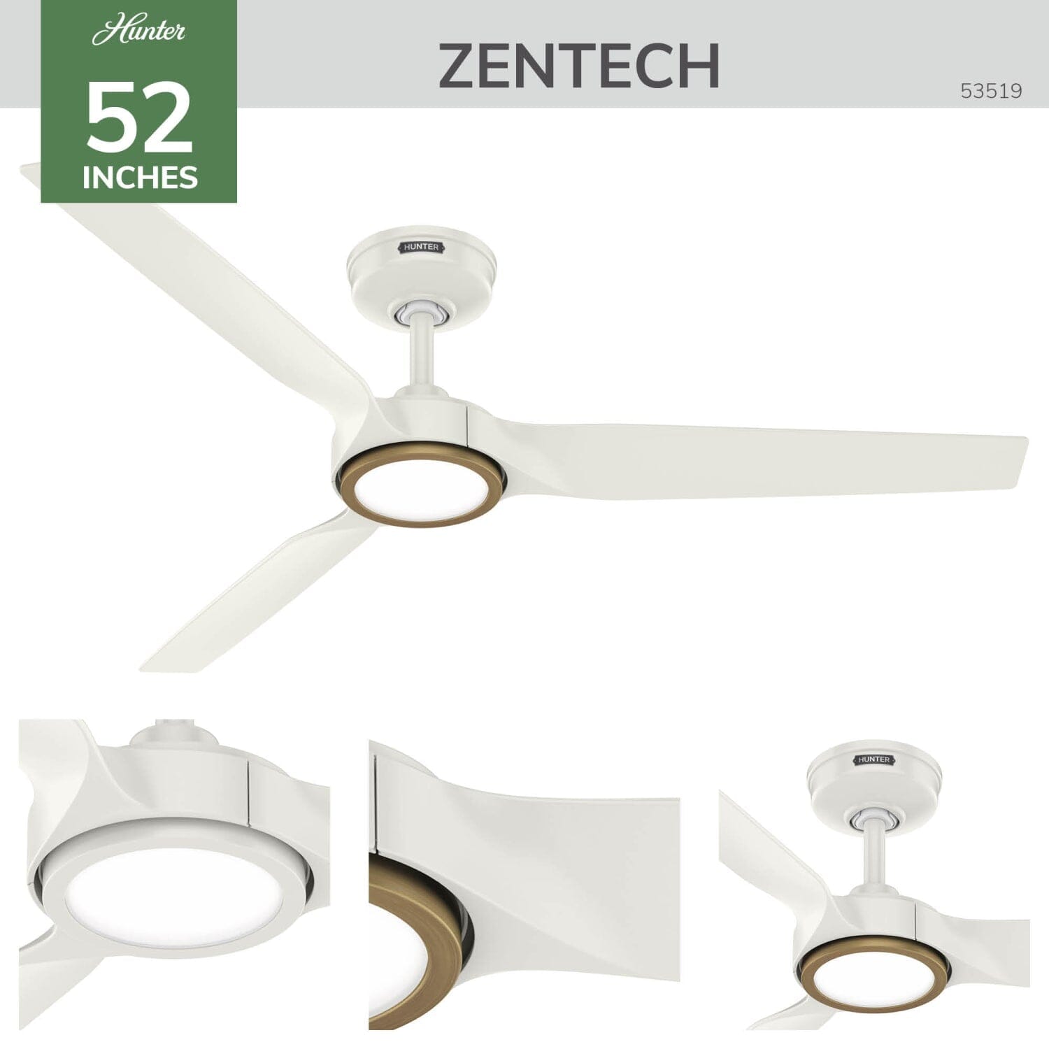 Hunter ZenTech 3 Blade Outdoor Smart Fan 52 inch and Remote
