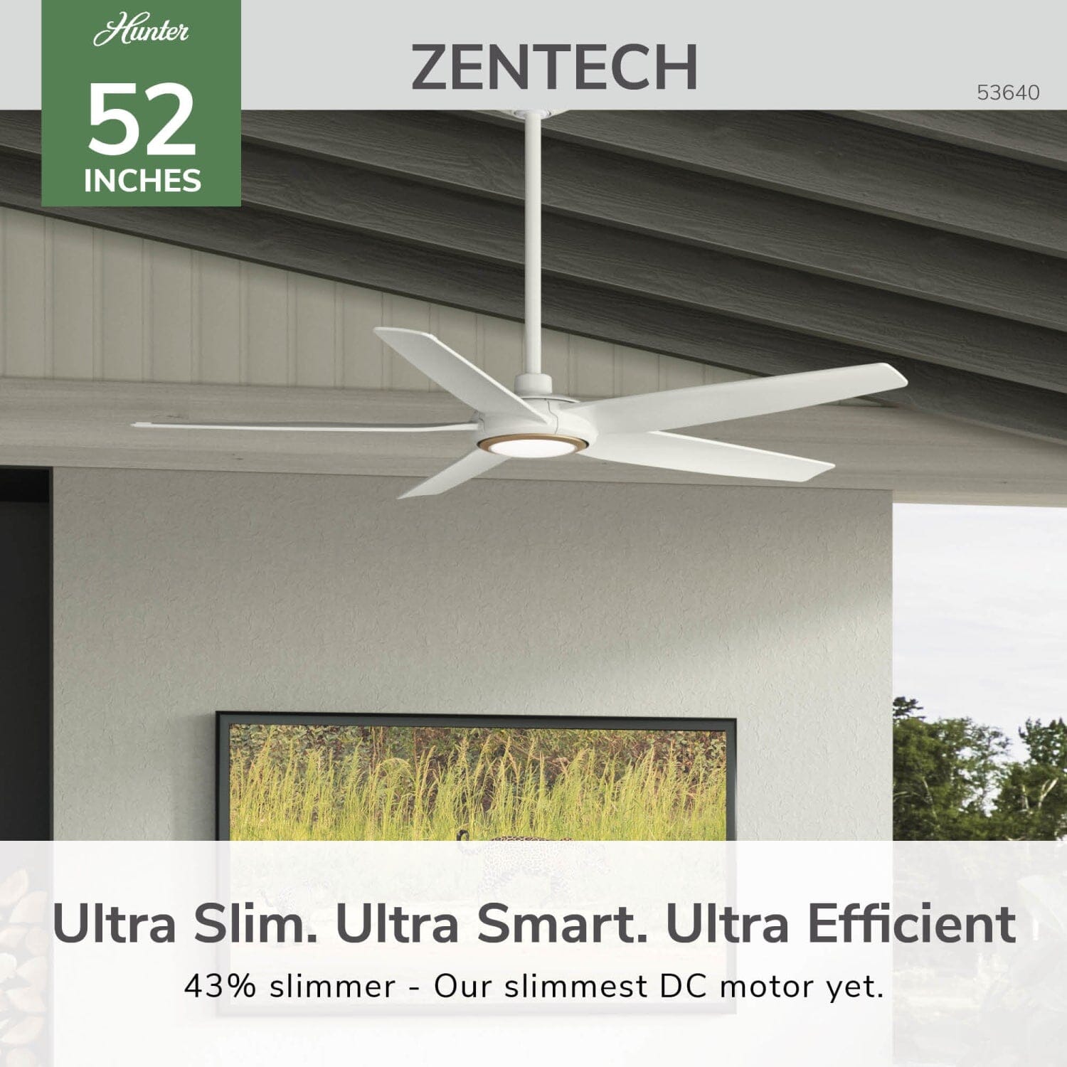 Hunter ZenTech 5 Blade Outdoor Smart Fan 52 inch and Remote