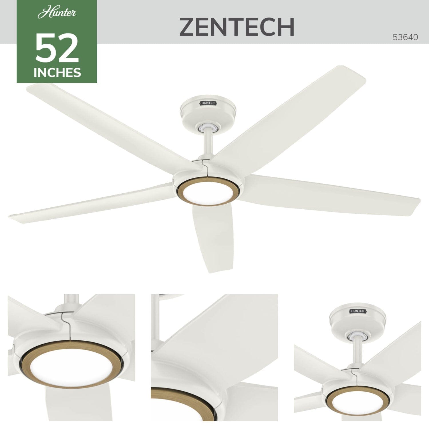 Hunter ZenTech 5 Blade Outdoor Smart Fan 52 inch and Remote