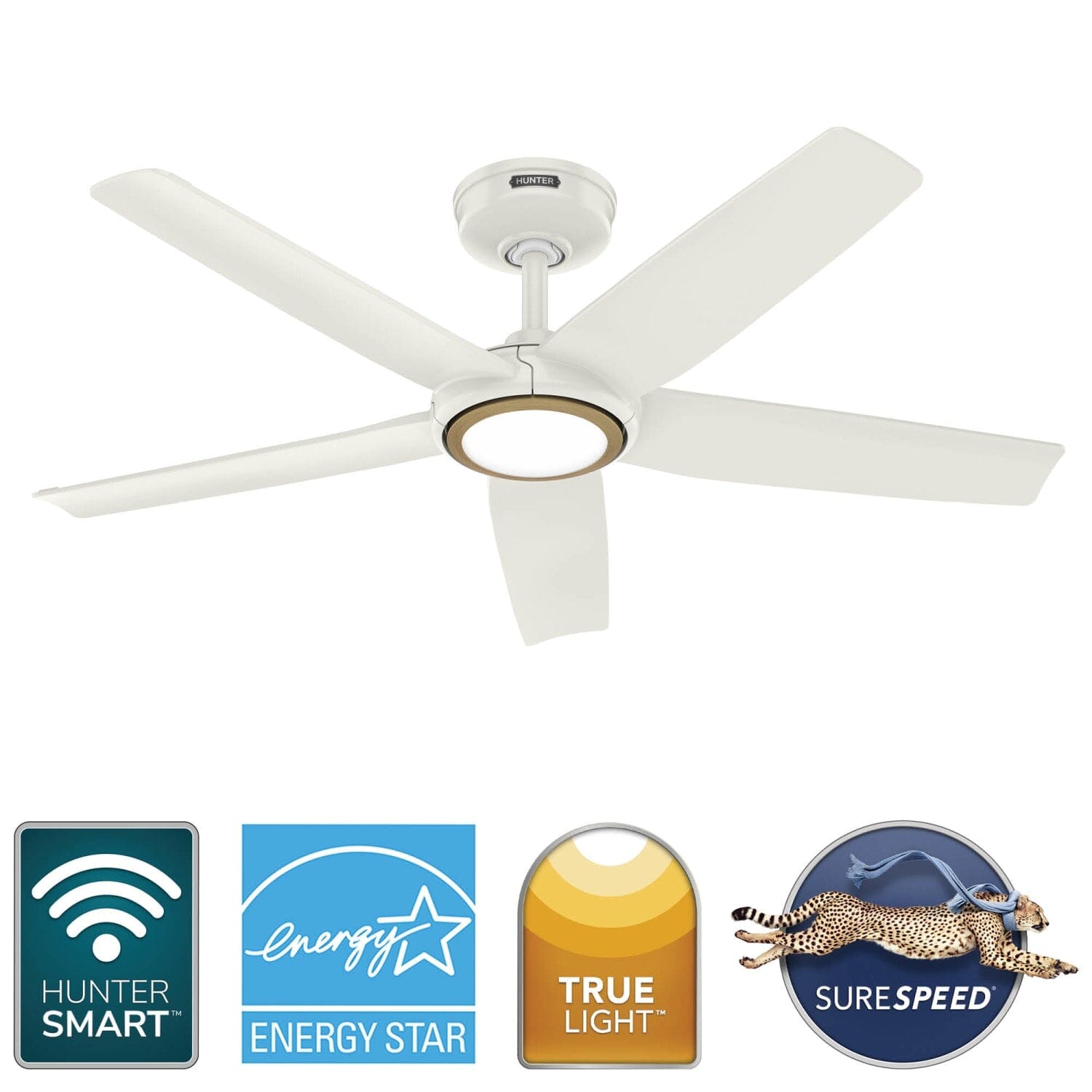 Hunter ZenTech 5 Blade Indoor/Outdoor Smart Fan 44in and Remote