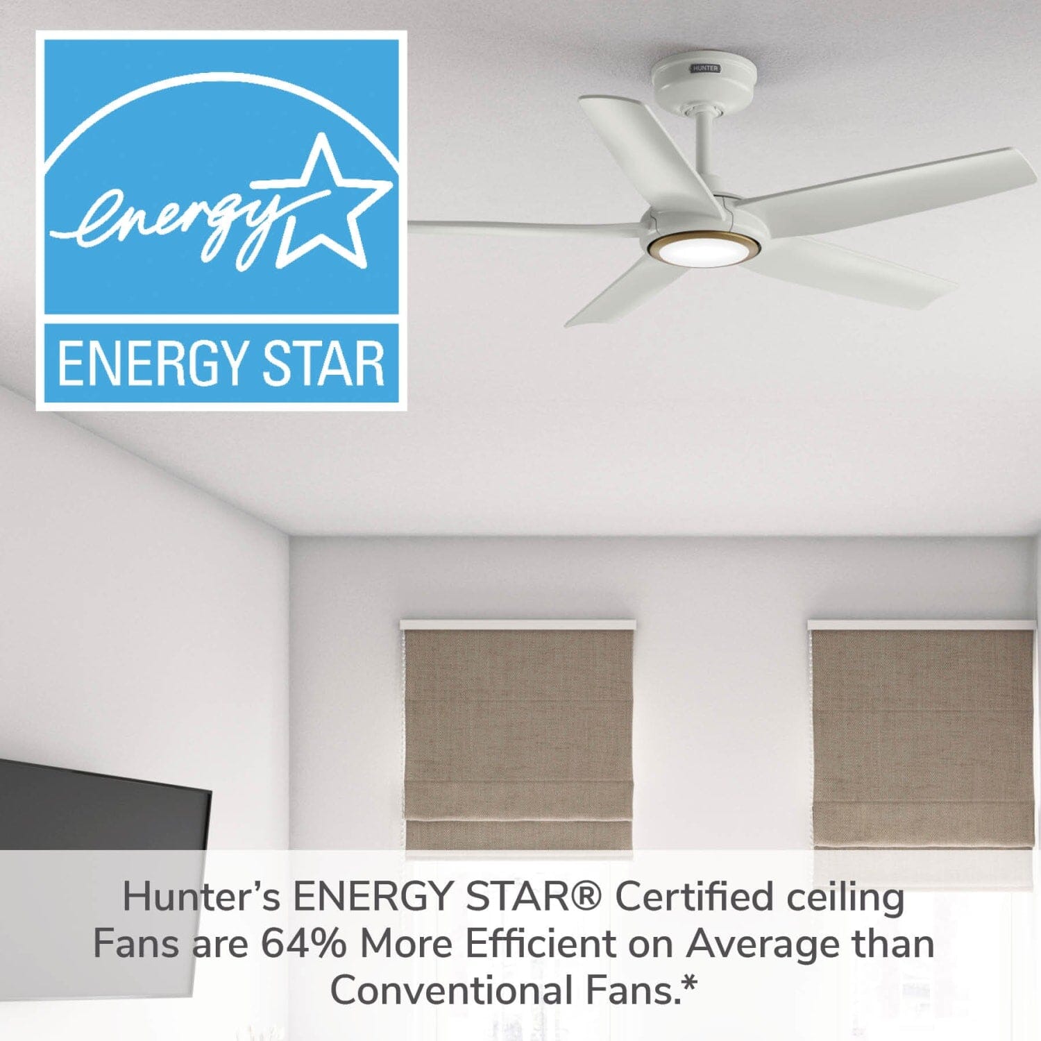 Hunter ZenTech 5 Blade Indoor/Outdoor Smart Fan 44in and Remote