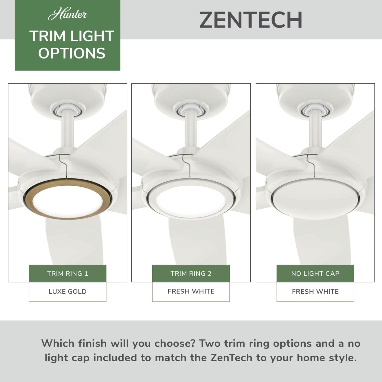 Hunter ZenTech 5 Blade Indoor/Outdoor Smart Fan 44in and Remote