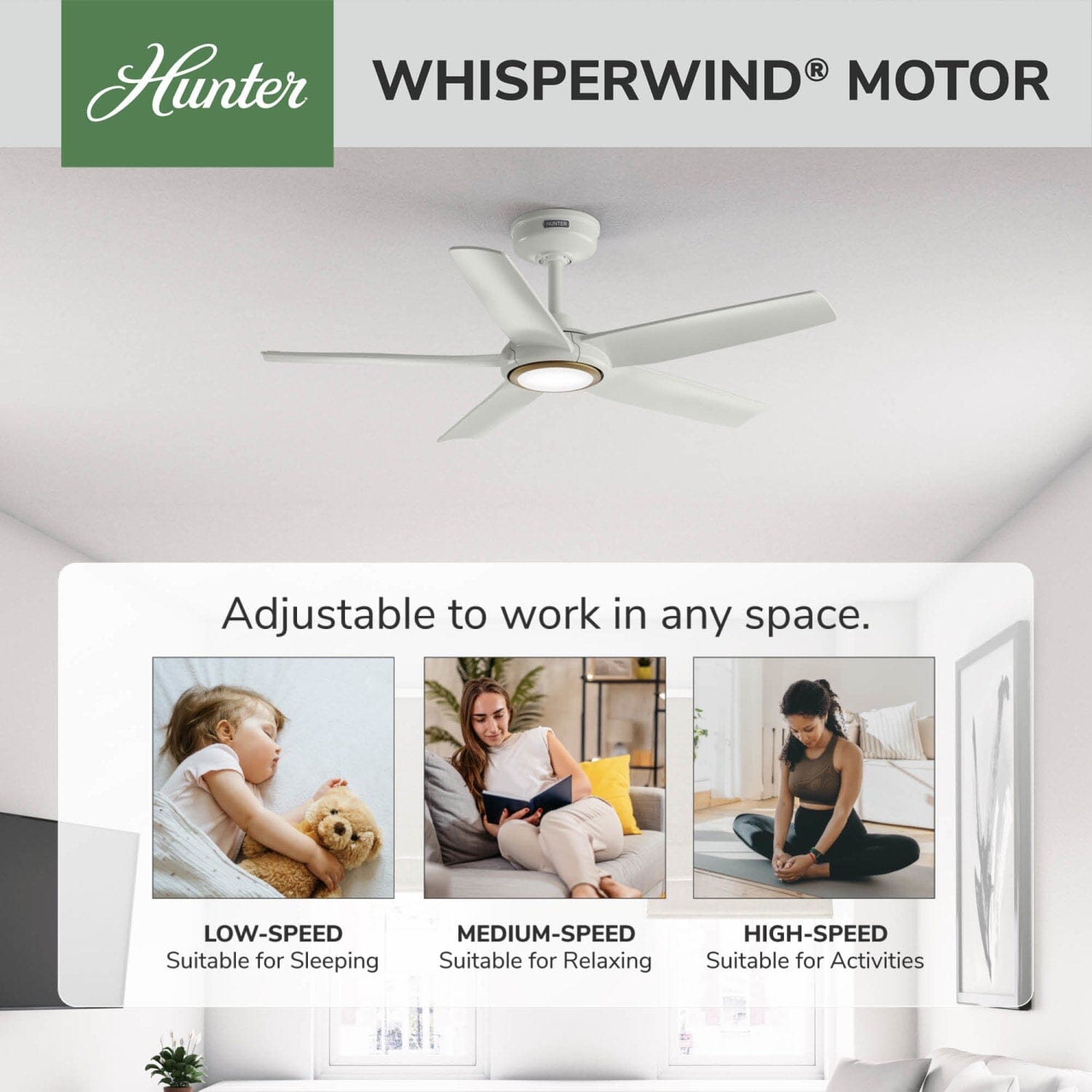 Hunter ZenTech 5 Blade Indoor/Outdoor Smart Fan 44in and Remote