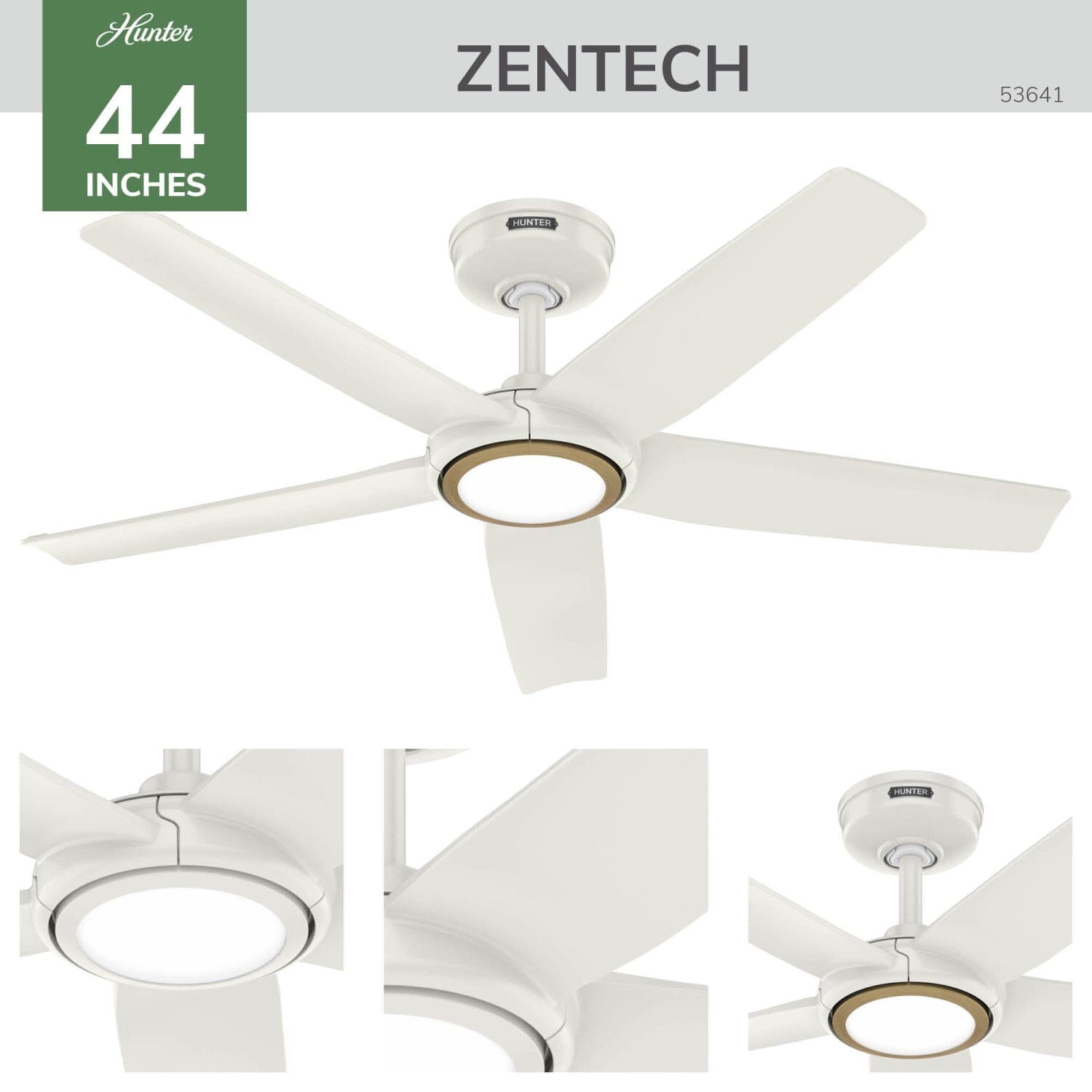 Hunter ZenTech 5 Blade Indoor/Outdoor Smart Fan 44in and Remote