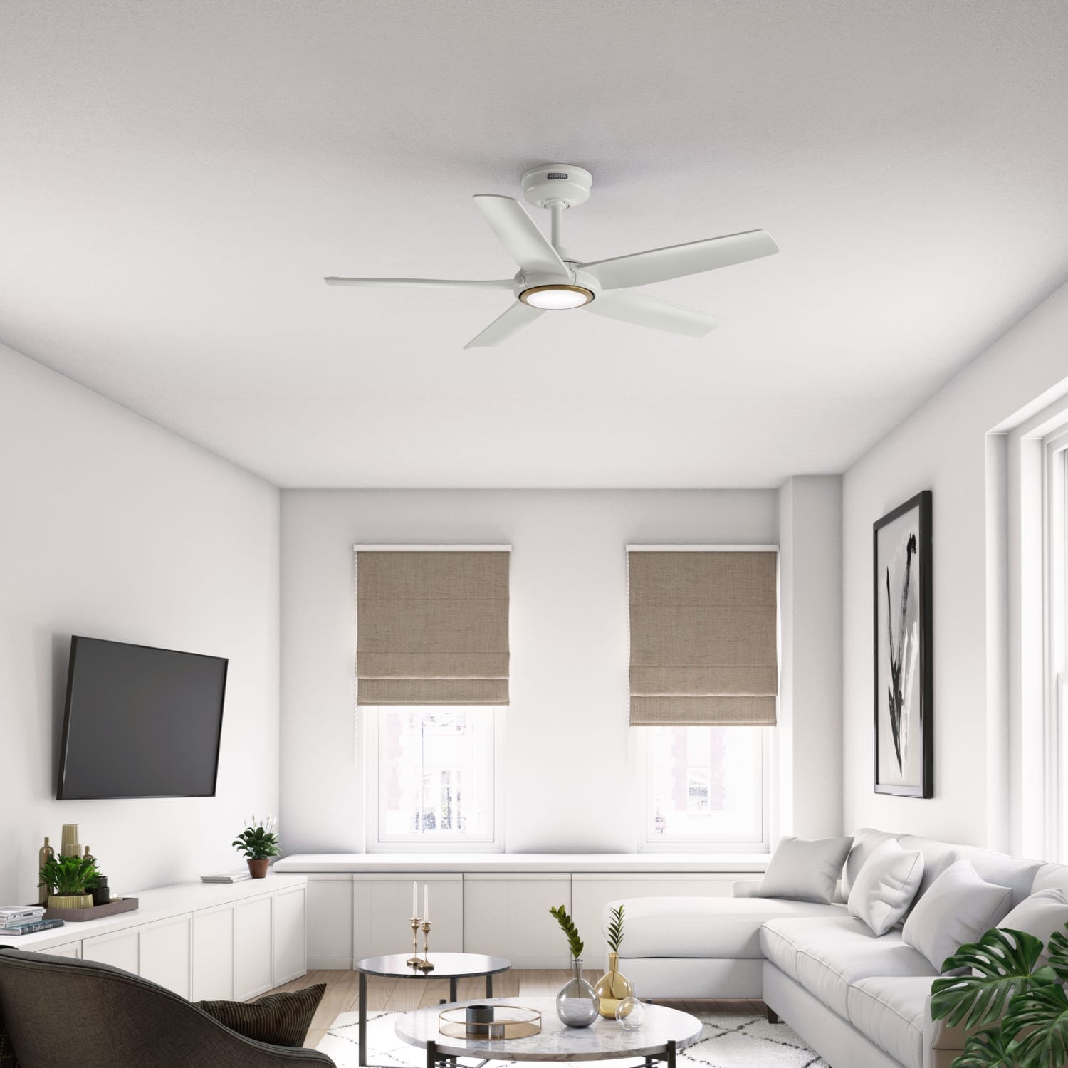 Hunter ZenTech 5 Blade Indoor/Outdoor Smart Fan 44in and Remote