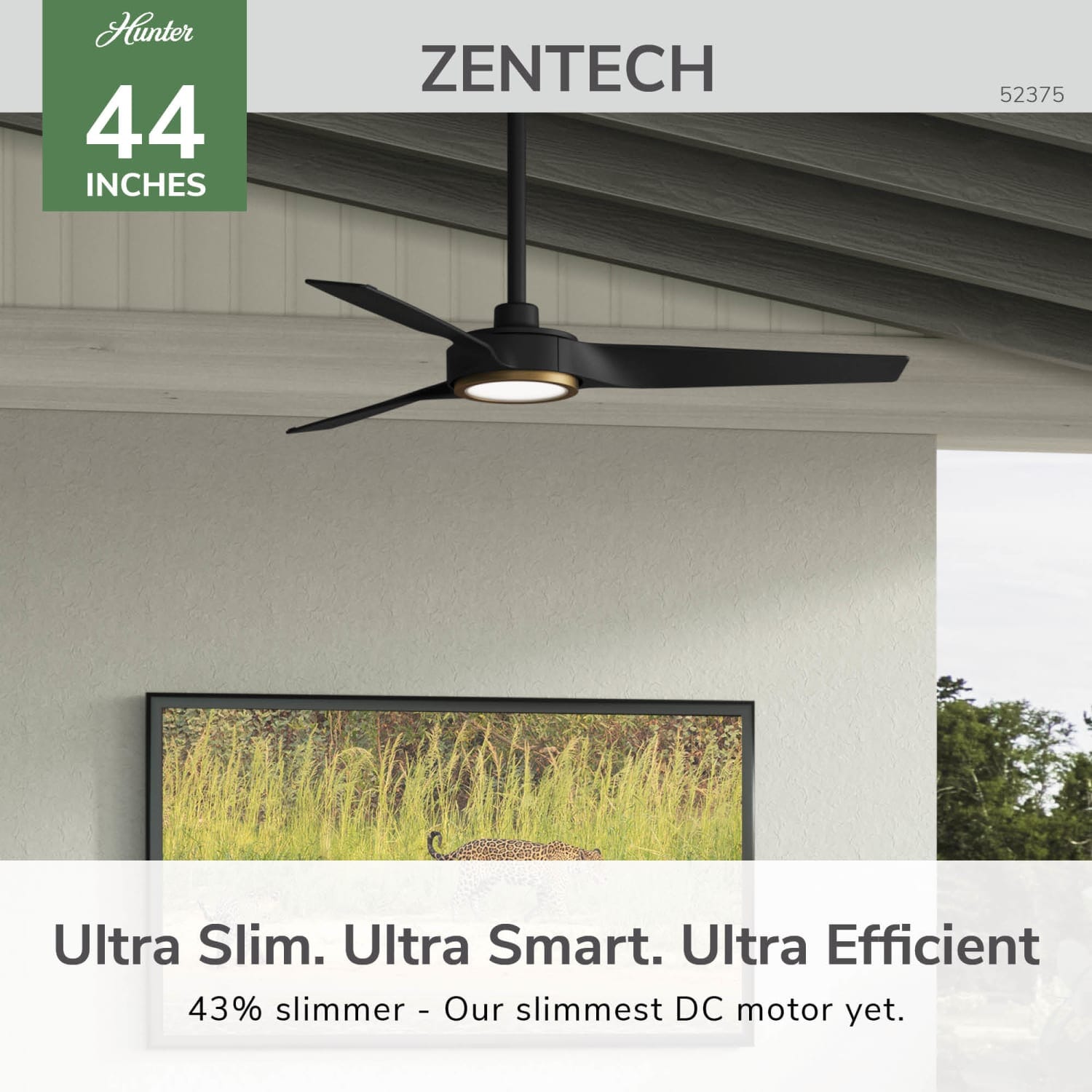 Hunter ZenTech 3 Blade Indoor/Outdoor Smart Fan 44in and Remote Hunter ZenTech 3 Blade Indoor/Outdoor Smart Fan 44in and Remote