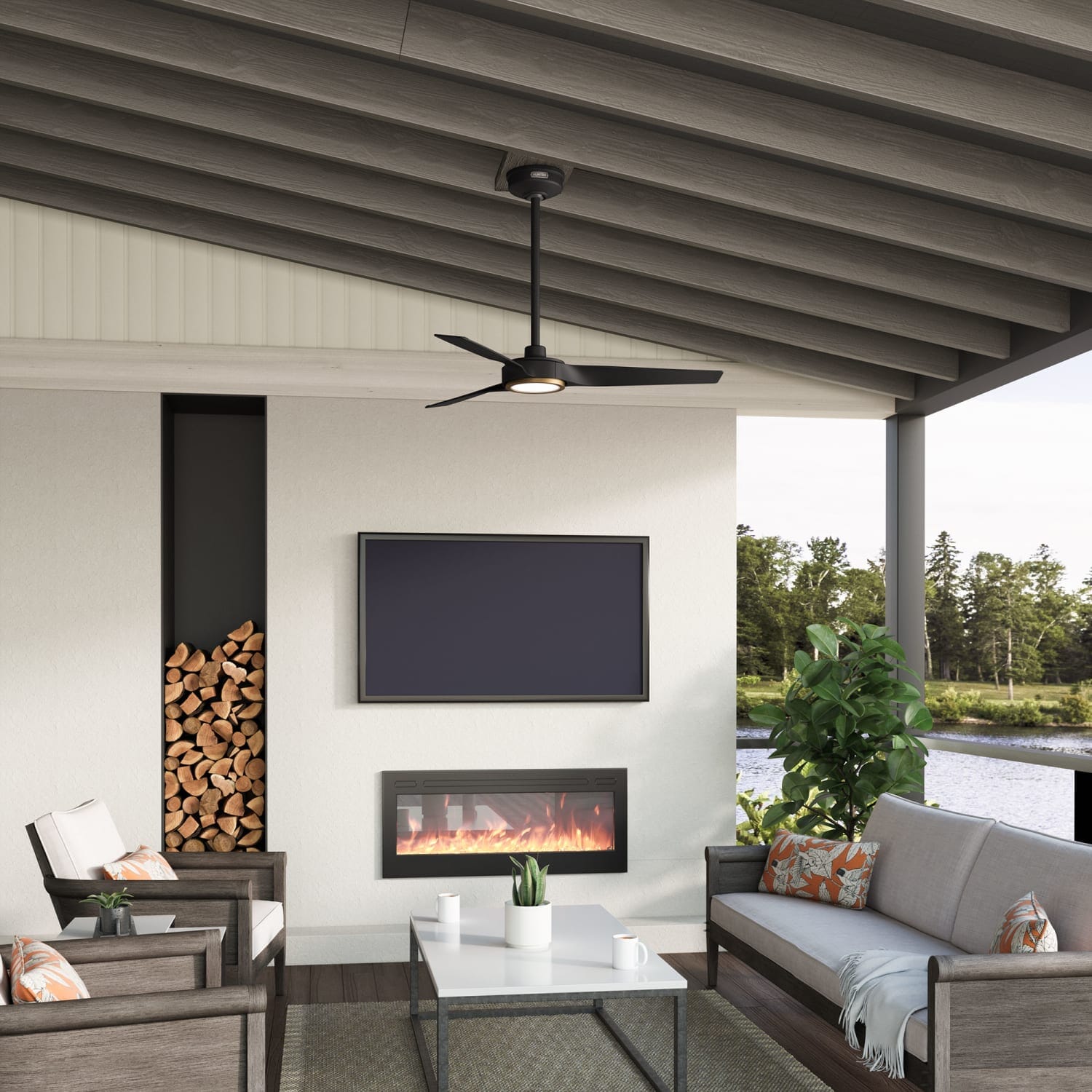 Hunter ZenTech 3 Blade Indoor/Outdoor Smart Fan 44in and Remote Hunter ZenTech 3 Blade Indoor/Outdoor Smart Fan 44in and Remote
