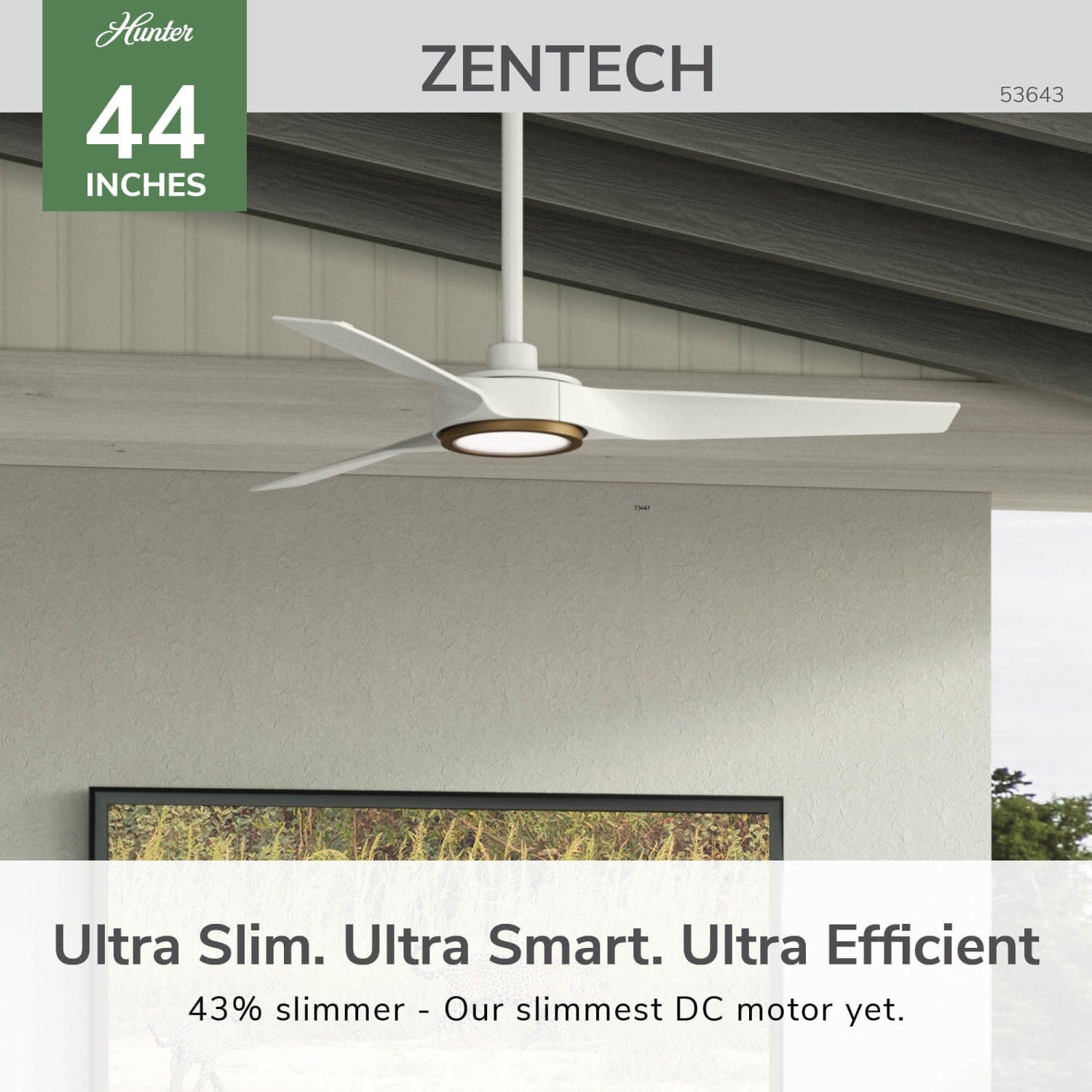 Hunter ZenTech 3 Blade Indoor/Outdoor Smart Fan 44in and Remote