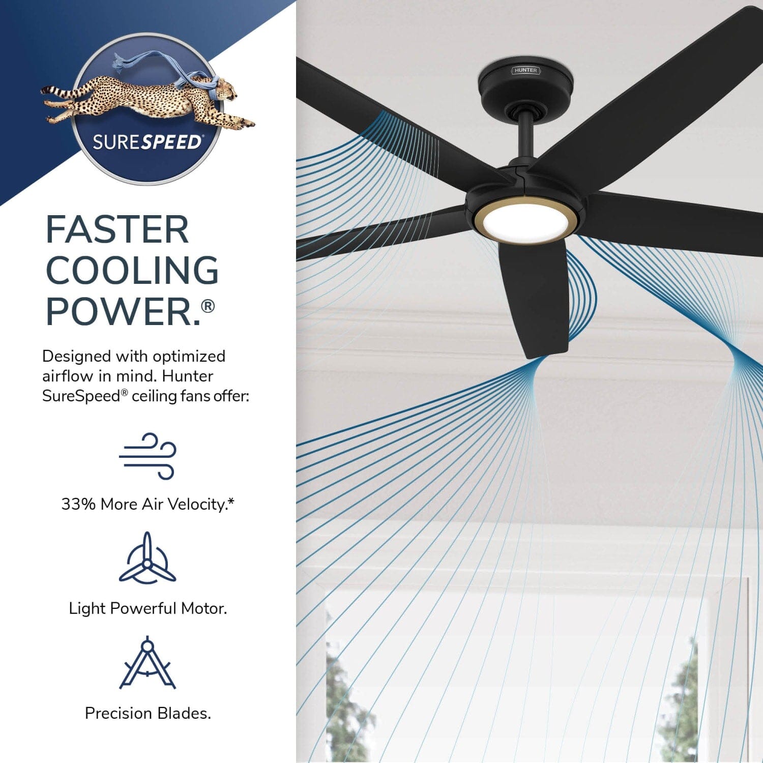 Hunter ZenTech 3 Blade Indoor/Outdoor Smart Fan 44in and Remote