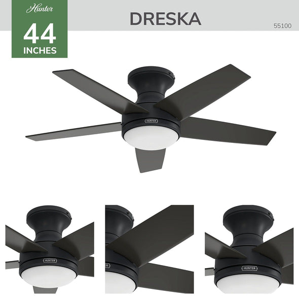 55100_4 dreska indoor low profile 44 inch with led light and remote matte black detailboard