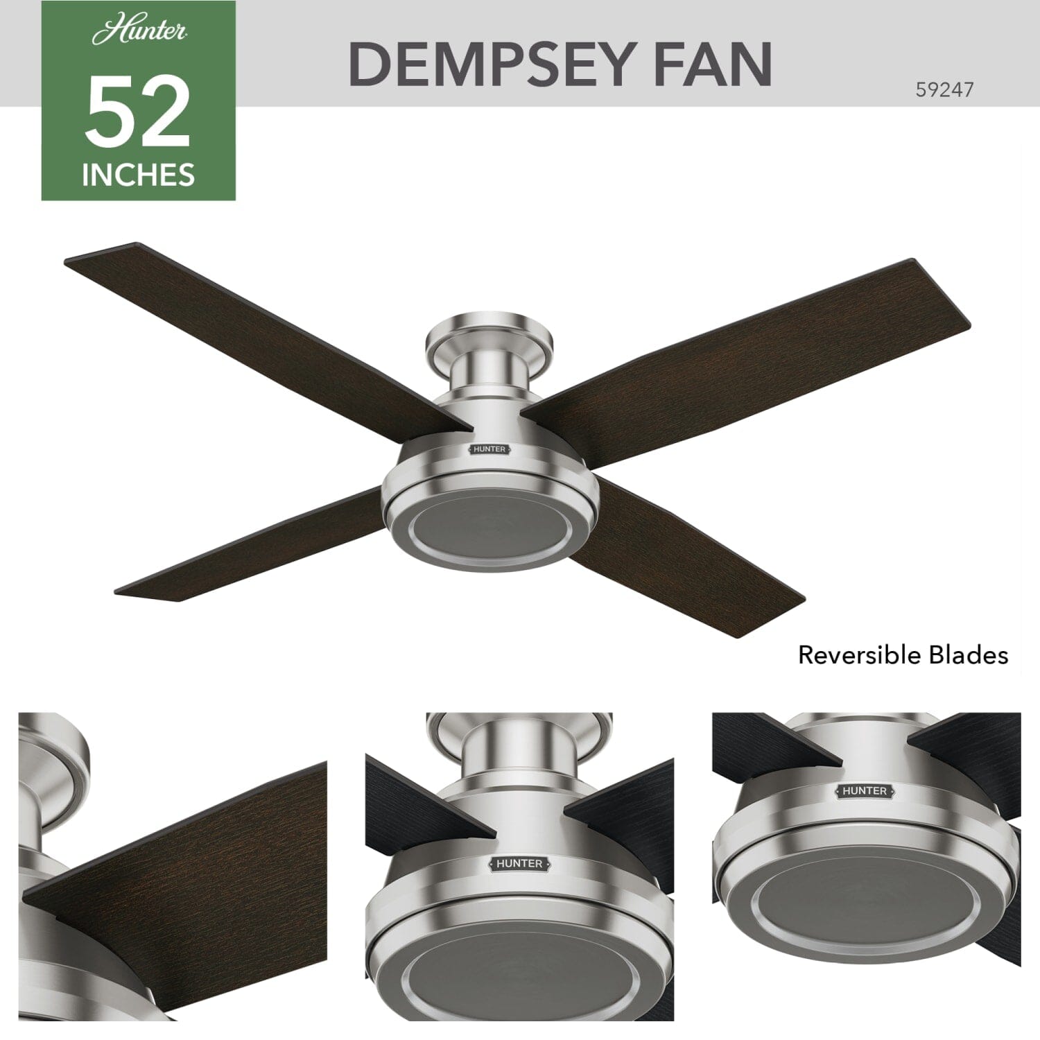 Hunter Dempsey Low Profile 52 inch and Remote – Hunter Fan