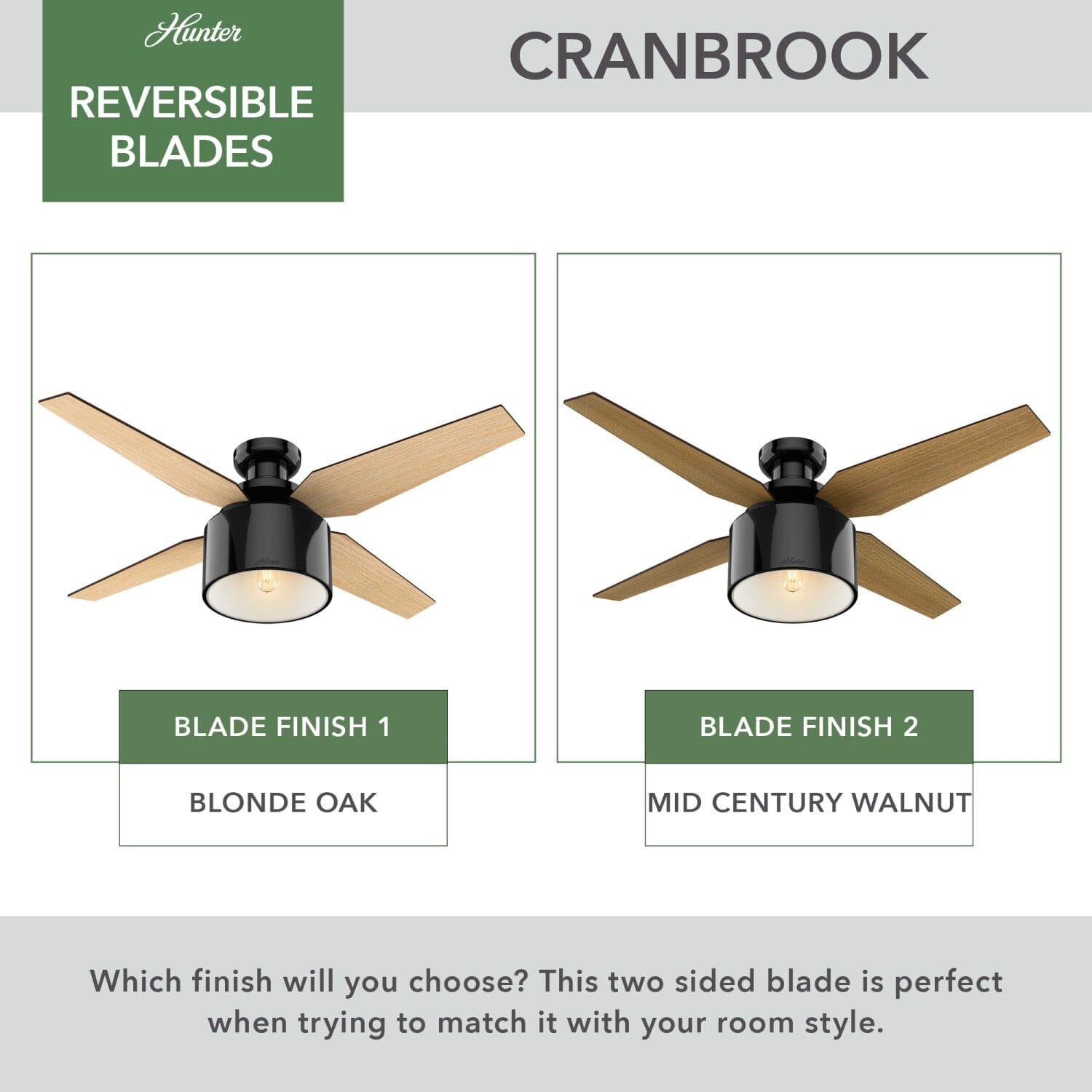 Hunter Cranbrook Low Profile with Light 52 inch and Remote
