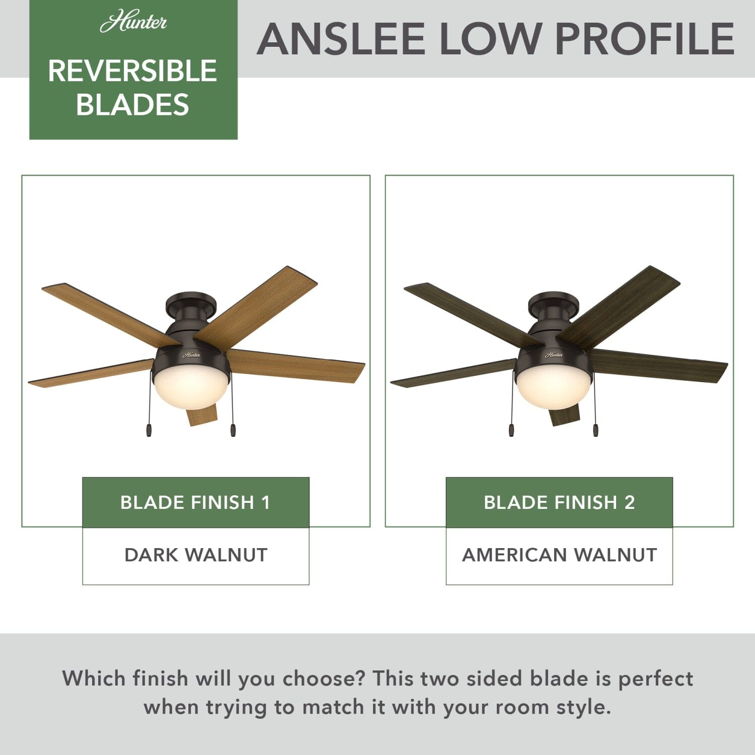 Hunter Anslee Low Profile with LED Light 46 inch – Hunter Fan