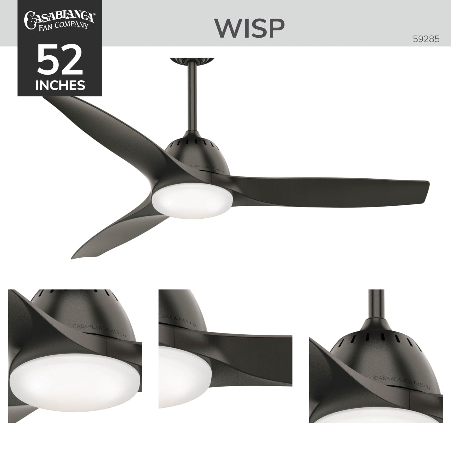 Casablanca Wisp with LED Light 52 inch and Remote – Hunter Fan