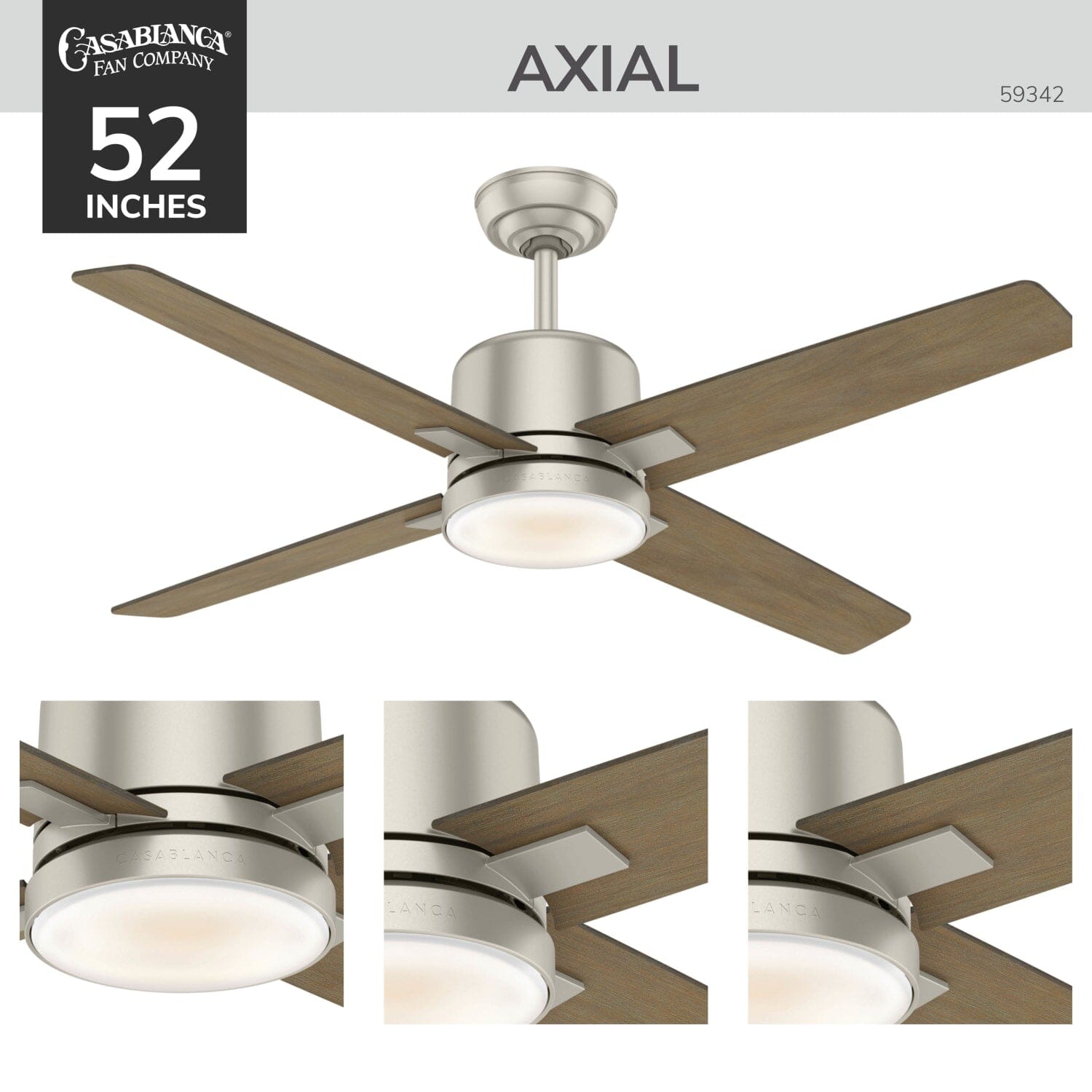 Casablanca Axial with LED Light 52 inch and Wall Control – Hunter Fan