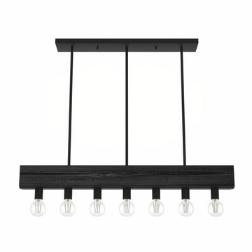7 Light Donelson Linear Chandelier Lighting Hunter Natural Black Iron - Dark Ash 