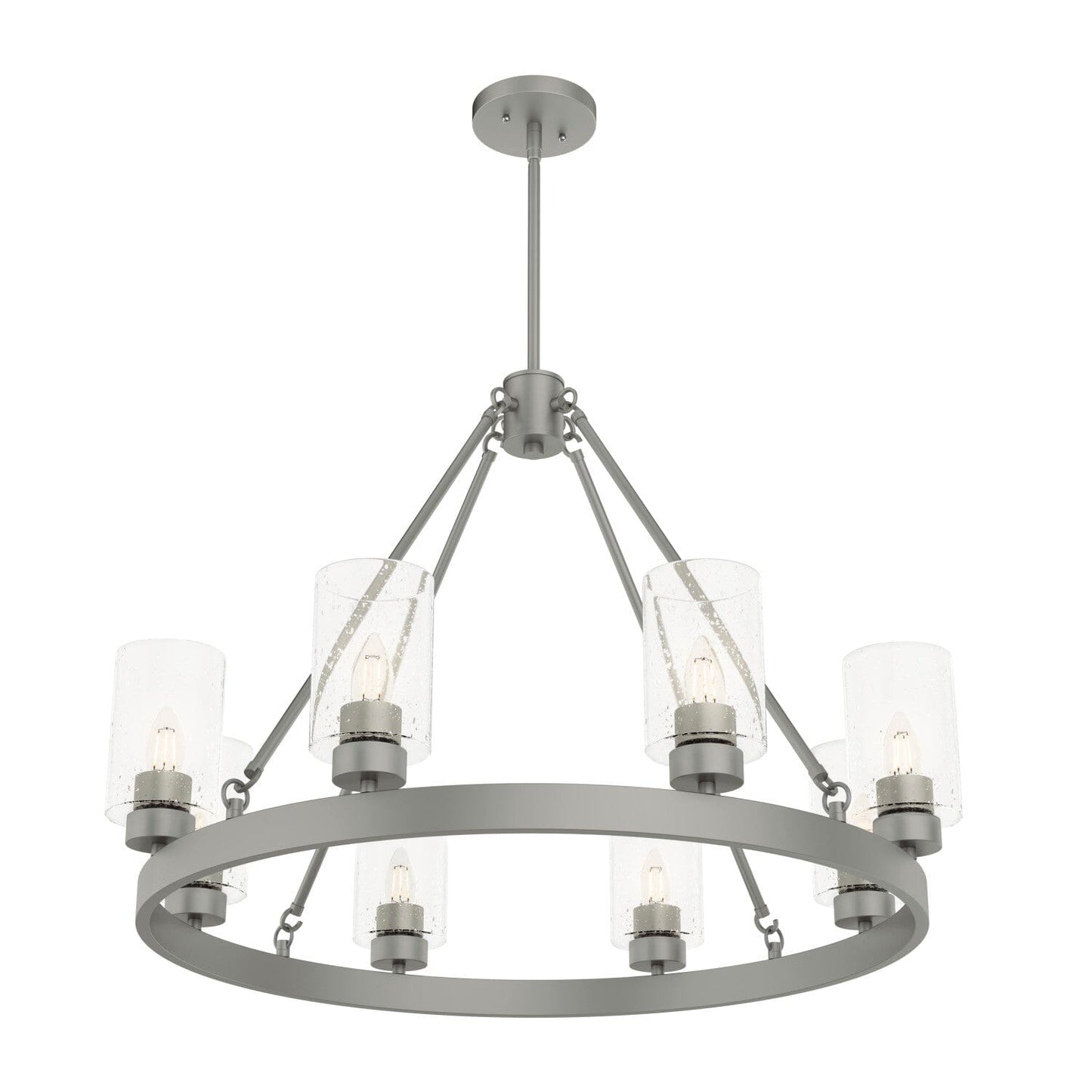 8 Light Hartland Chandelier Lighting Hunter Matte Silver - Seeded 