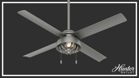 Spring Mill ceiling fan in matte silver finish available on Hunter Outlet.