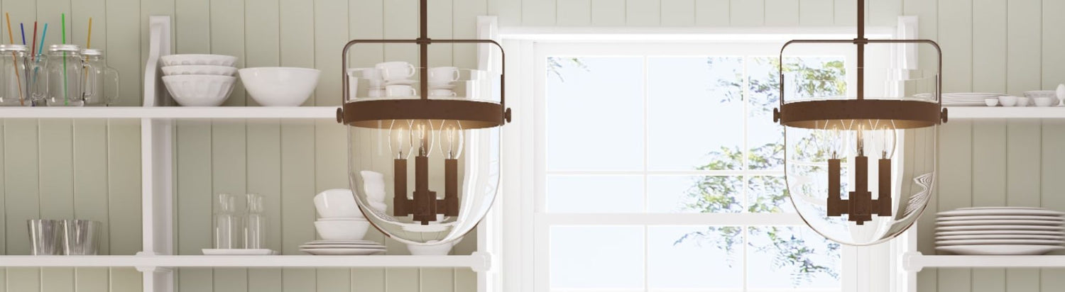 Karloff 3 light pendants in a textured rust finish. 