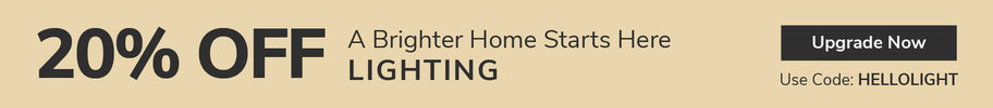 Promo banner offering 20% Off Lighting with code: HELLOLIGHT through October 19th
