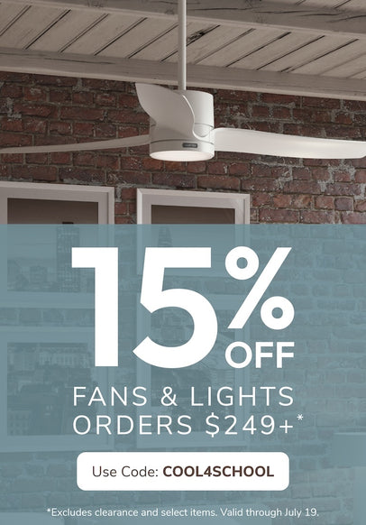 15% off fans and lights orders $249+ with code COOL4SCHOOL valid through July 19th.
