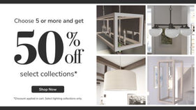 Four different types of ceiling lights with promotional text.