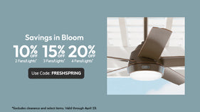 Save Up to 20% Off Fans & Lighting. Excludes Clearance and Select Items. Valid through April 19th with code: FRESHSPRING.