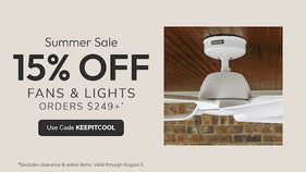 Summer Sale 15% Off Fans and Light Orders $249+ with code KEEPITCOOL through August 5th.