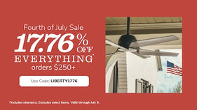 Promotional Banner with text 17.76% off orders $250+ with code LIBERTY1776 through July 6th.