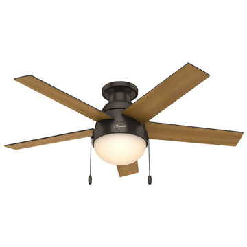 Anslee Low Profile with LED Light 46 inch Ceiling Fans Hunter Premier Bronze - Dark Walnut 