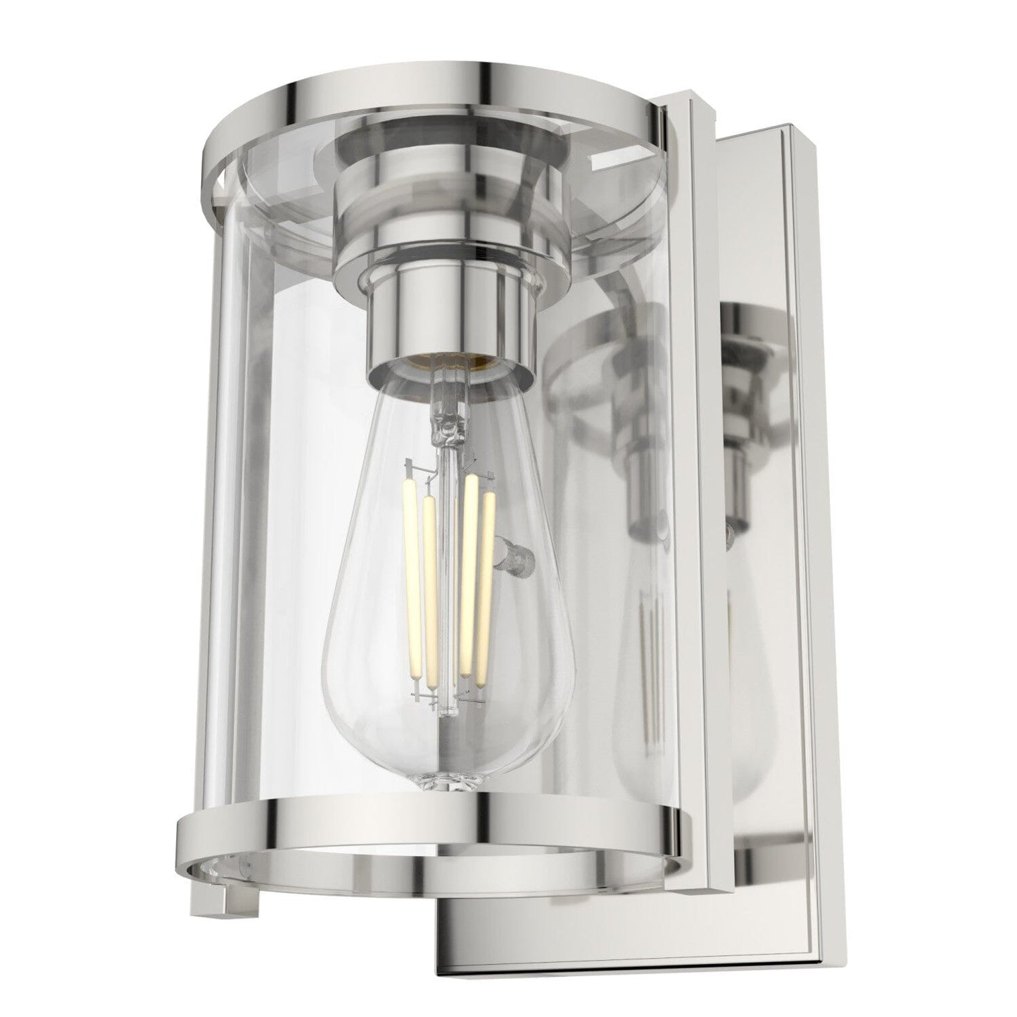 Astwood 1 Light Wall Sconce Lighting Hunter Polished Nickel - Clear 