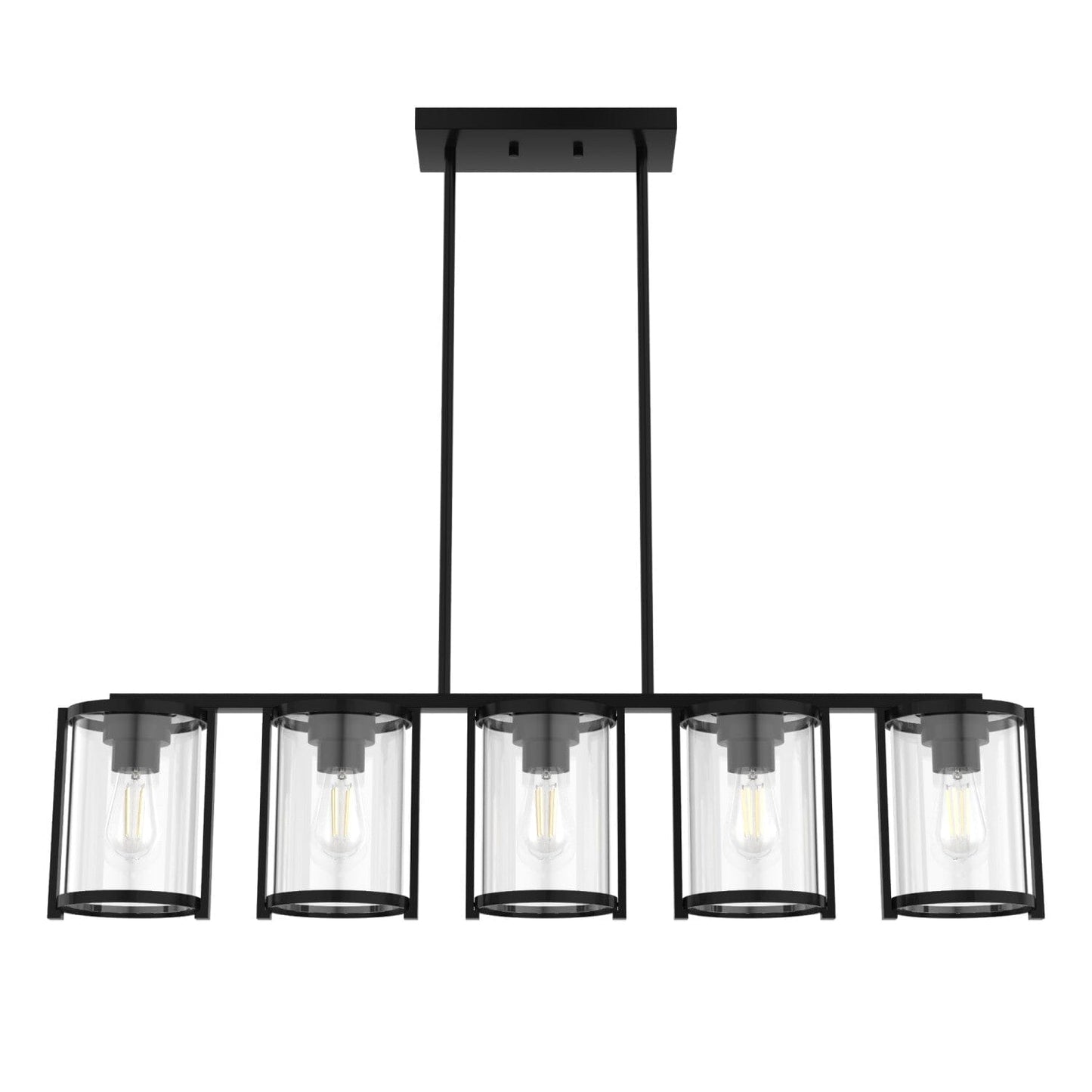 Astwood 5 Light Linear Chandelier Lighting Hunter Matte Black - Clear 