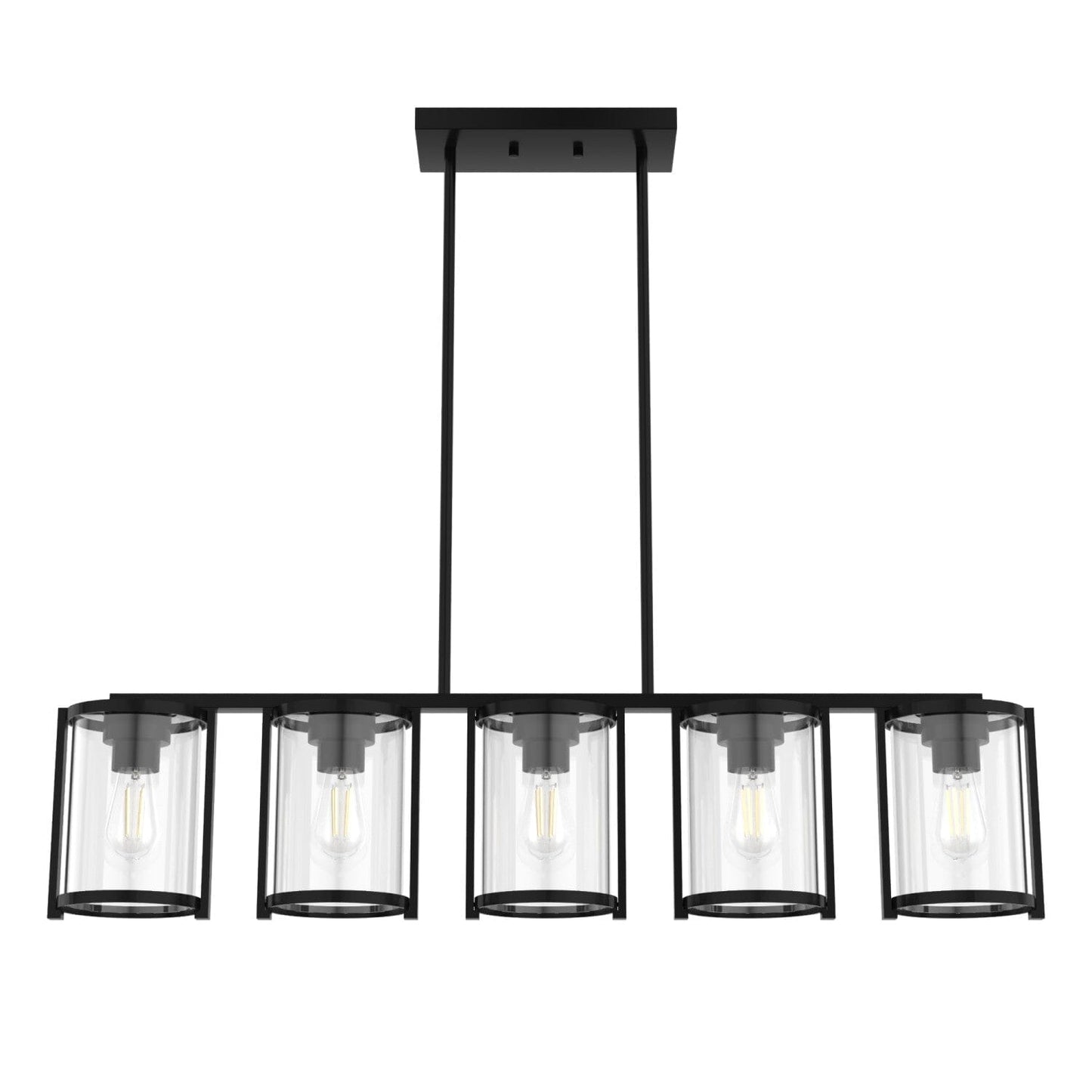 Astwood 5 Light Linear Chandelier Lighting Hunter Matte Black - Clear 