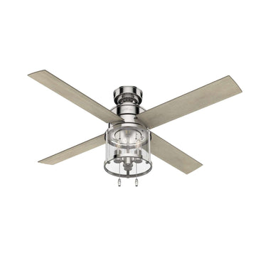 Astwood with LED Light 52 inch Ceiling Fans Hunter Polished Nickel - Bleached Grey Pine 