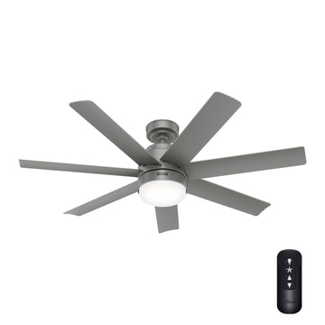 Brazos Outdoor ENERGY STAR with LED Light 52 inch Ceiling Fans Hunter Matte Silver - Matte Silver 