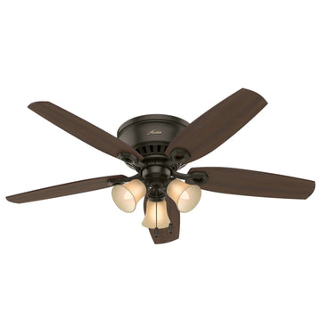 Builder Low Profile Toffee with 3 Lights 52 inch Ceiling Fans Hunter New Bronze - Brazilian Cherry 