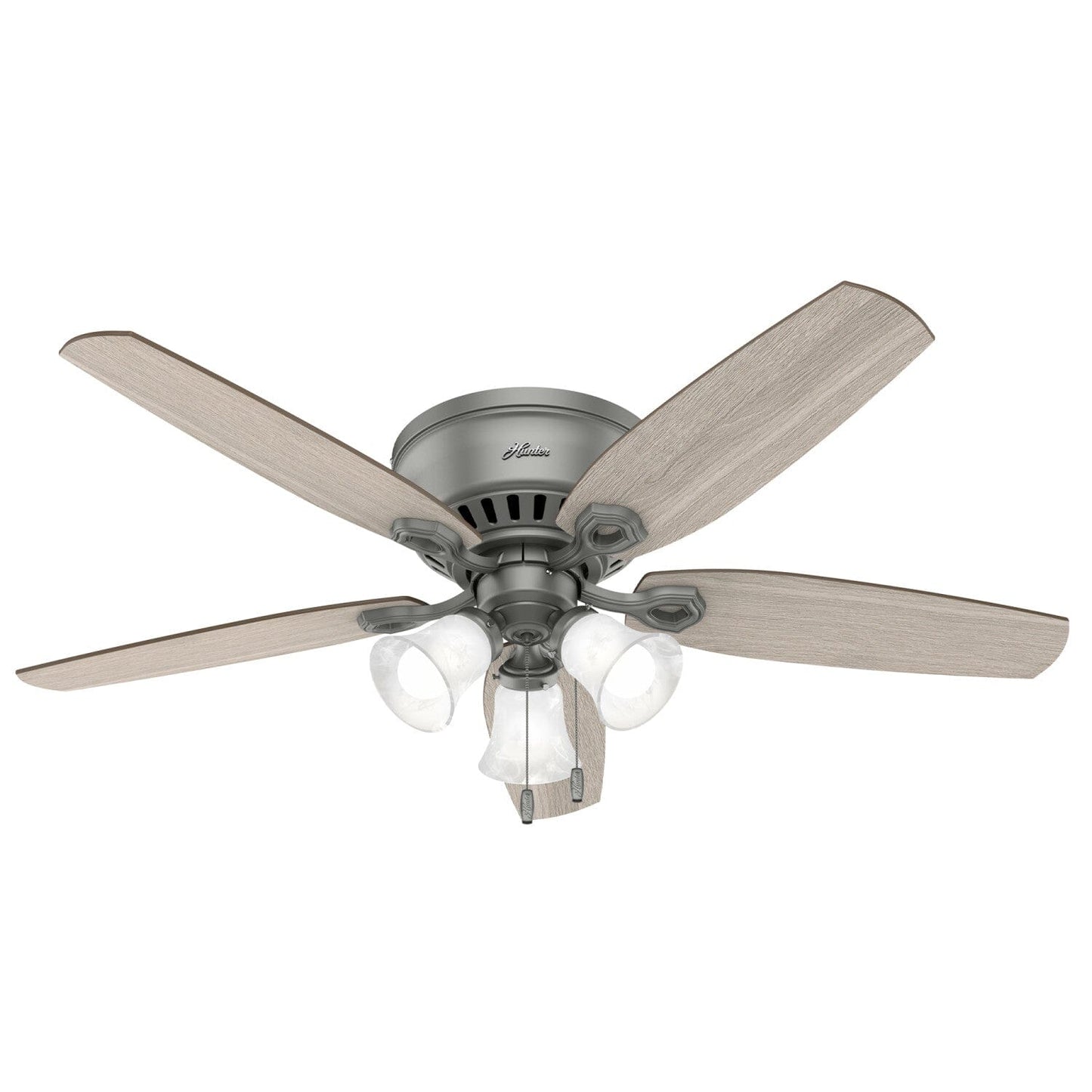 Builder Low Profile with 3 Lights 52 inch Ceiling Fans Hunter Matte Silver - Warm Grey Oak 