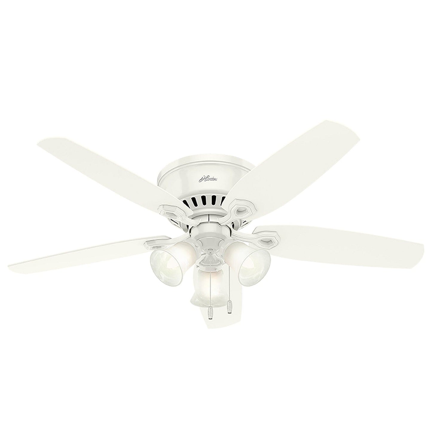 Builder Low Profile with 3 Lights 52 inch Ceiling Fans Hunter Snow White - Snow White 