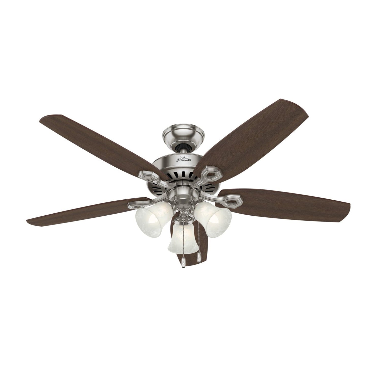 Builder Plus with 3 Lights 52 inch Ceiling Fans Hunter Brushed Nickel - Brazilian Cherry 