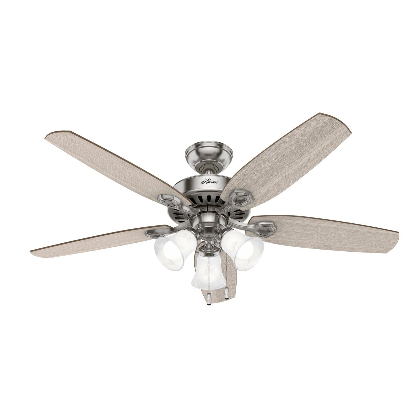 Builder Plus with 3 Lights 52 inch with Grey blades Ceiling Fans Hunter Brushed Nickel - Light Gray Oak 