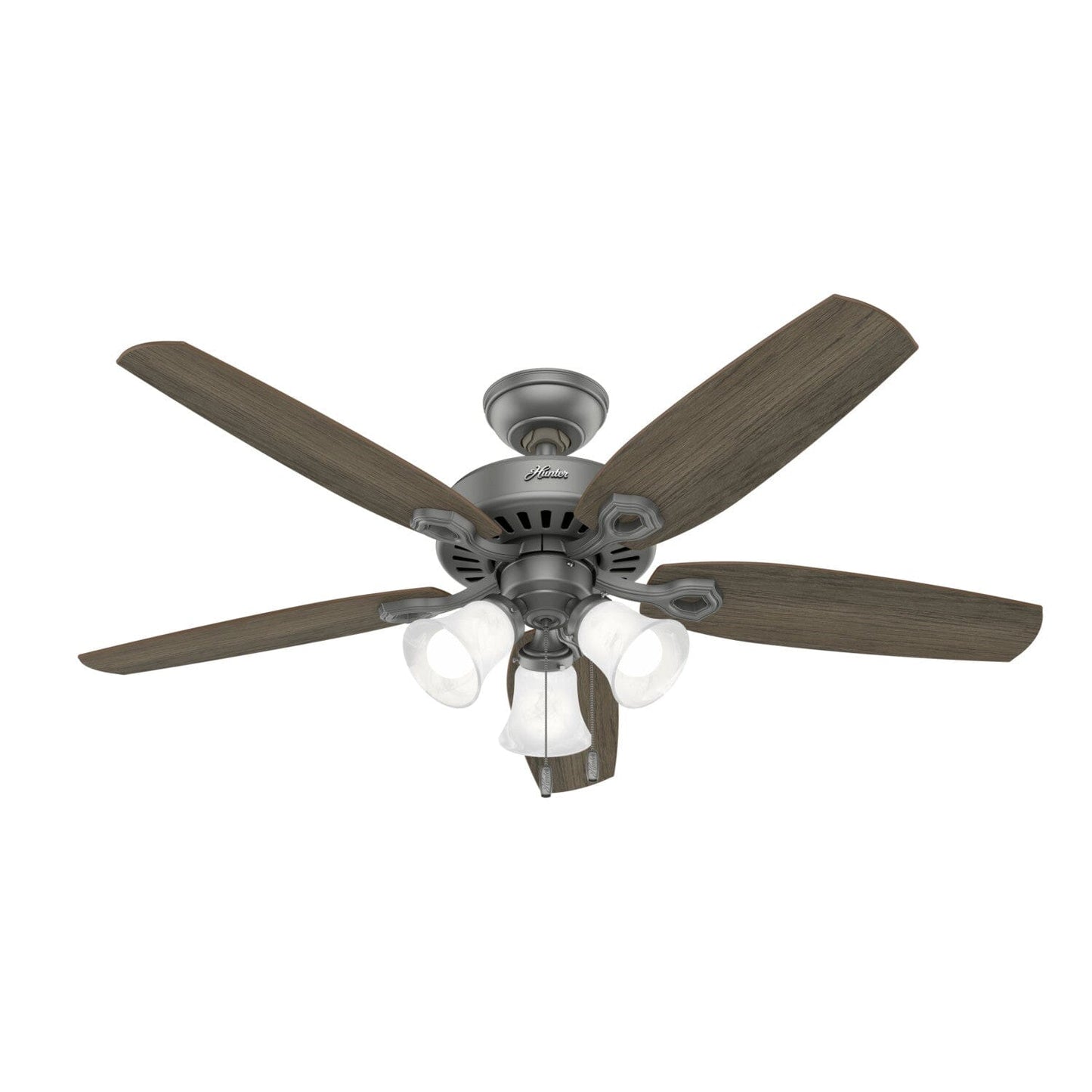Builder Plus with 3 Lights 52 inch with Grey blades Ceiling Fans Hunter Matte Silver - Warm Grey Oak 