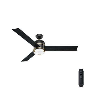 Bureau with LED Light 60 inch Ceiling Fans Hunter Matte Black - Black Oak 