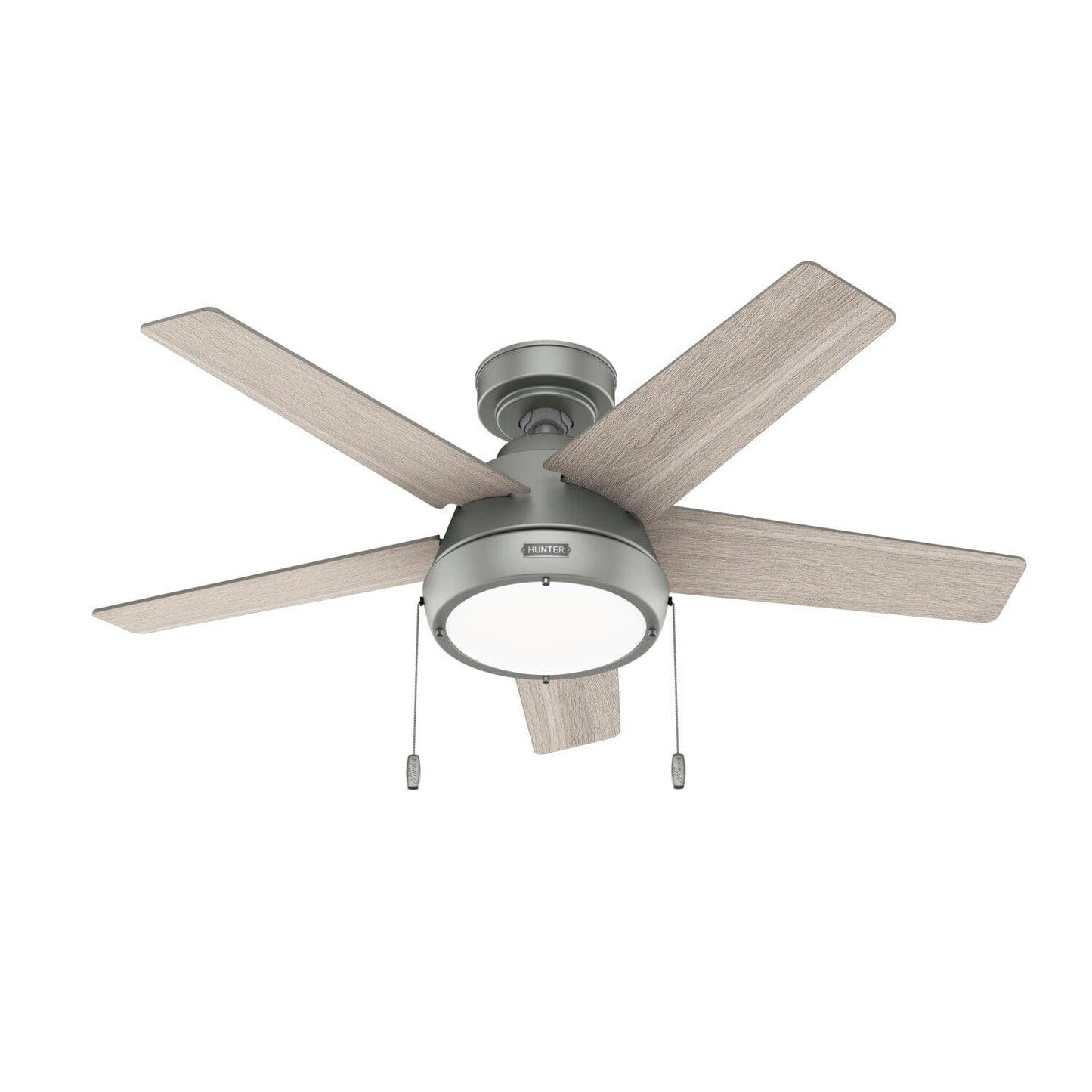 Burroughs with LED Light 44 inch Ceiling Fans Hunter Matte Silver - Light Gray Oak 