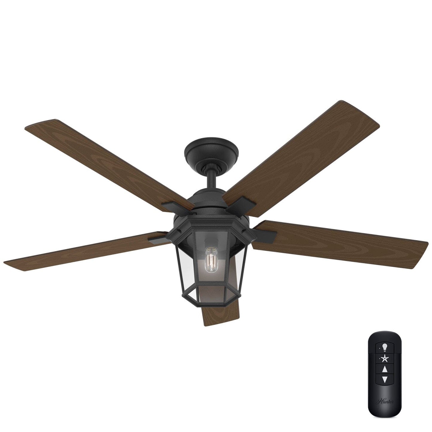 Candle Bay Outdoor with LED Light 52 inch Ceiling Fans Hunter Natural Black Iron - Cocoa 