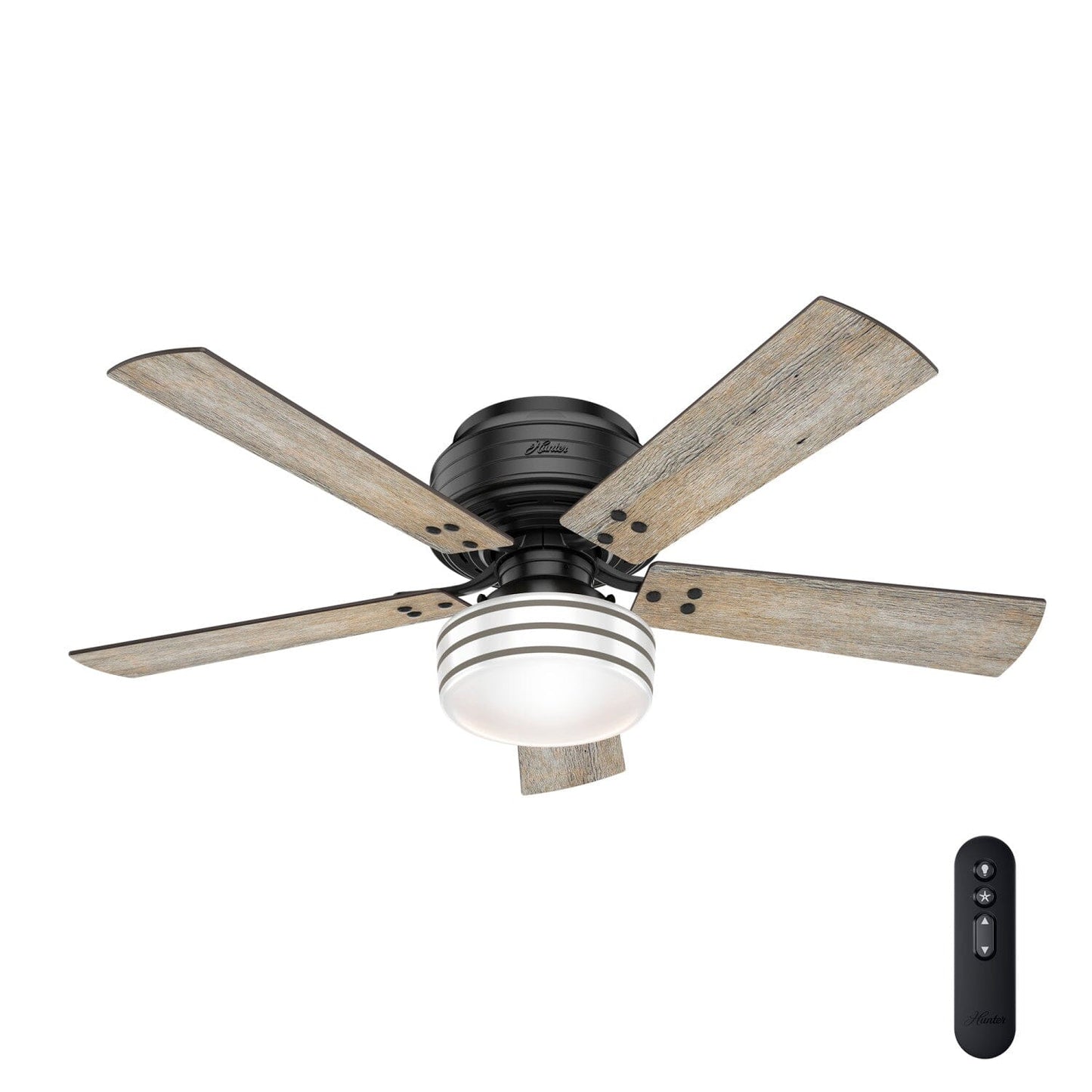 Cedar Key Outdoor Low Profile with LED Light 52 inch Ceiling Fans Hunter Matte Black - Barnwood 