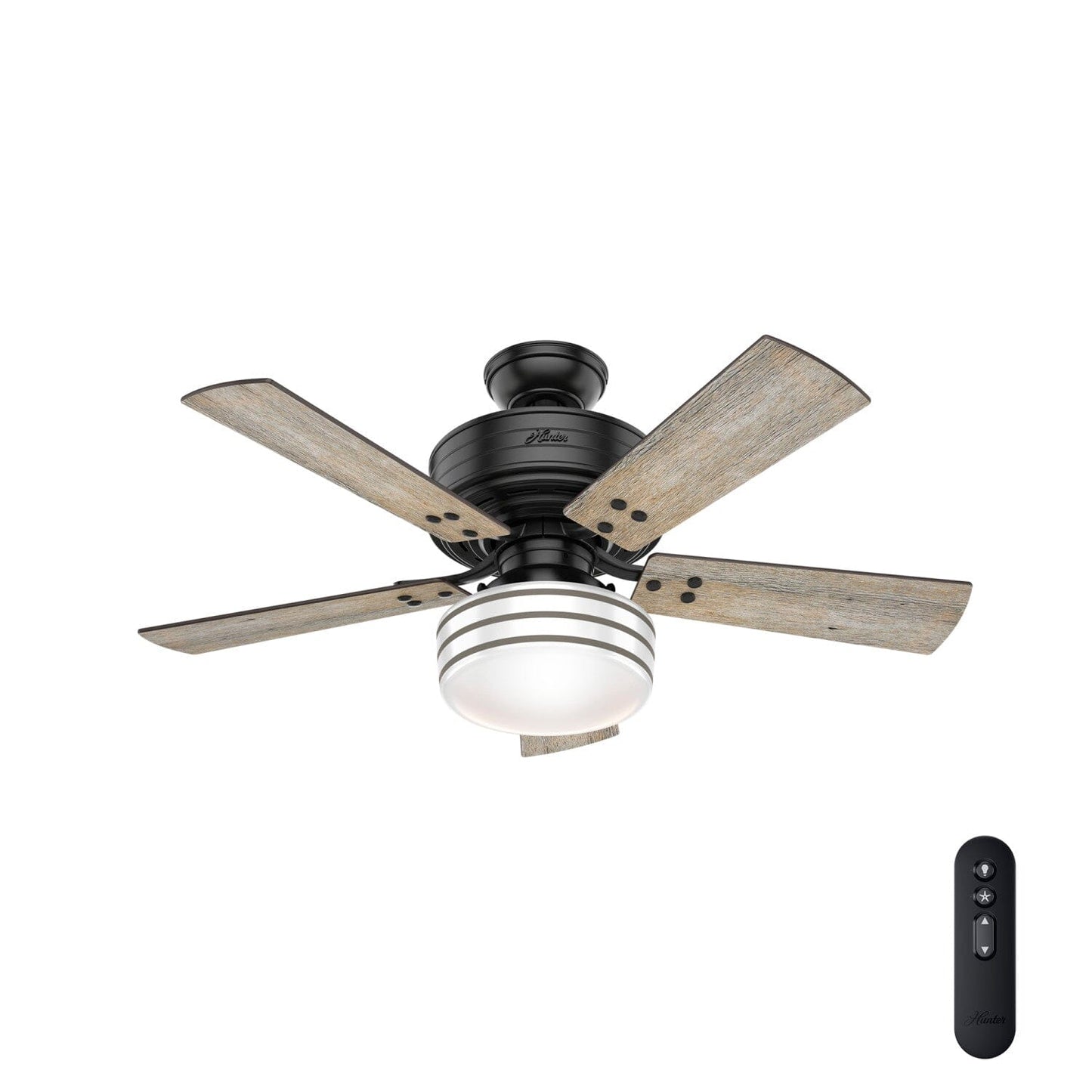 Cedar Key Outdoor with LED Light 44 inch Ceiling Fans Hunter Matte Black - Barnwood 