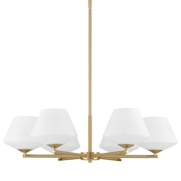 Celestial Valley 6 Light Medium 27 Inch Chandelier Lighting Hunter Alturas Gold - Cased White 