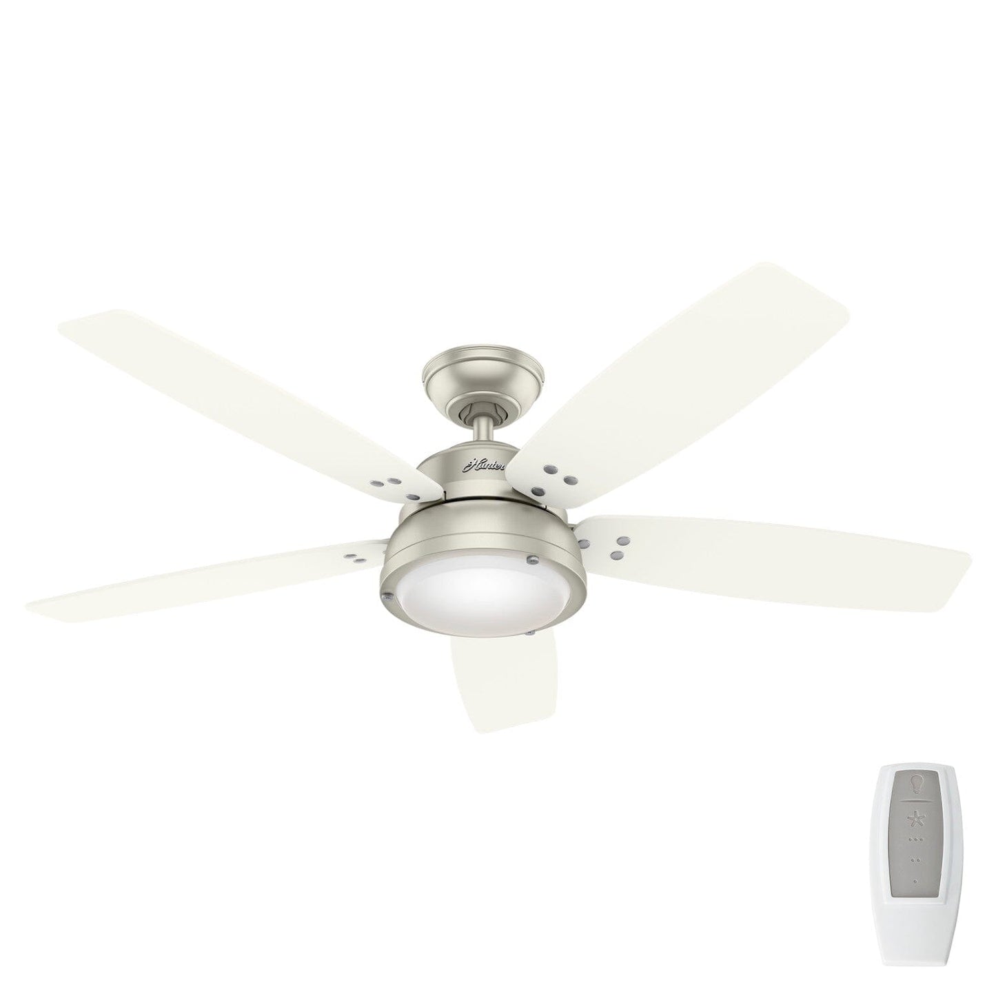 Channelside Outdoor with Light 52 inch Ceiling Fans Hunter Matte Nickel - White 