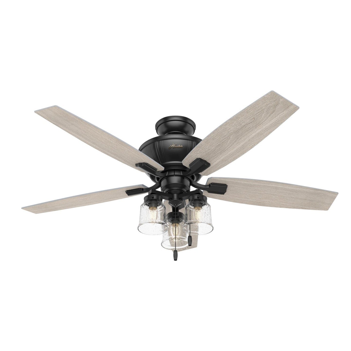 Charlotte with 3-LED Light 52 inch Ceiling Fans Hunter Matte Black - Light Gray Oak 