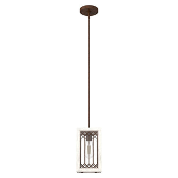 Chevron 1 Light Mini Pendant Lighting Hunter Textured Rust - Distressed White 